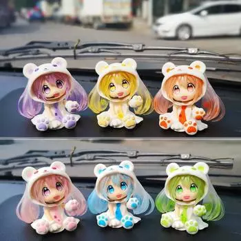 Фигурка Хацунэ Мику с рисунком медведя Сакуры. Креативный аксессуар для торта в стиле аниме, представляющий собой мультяшную женскую модель куклы. Free 3M glue car sticker (bagged)