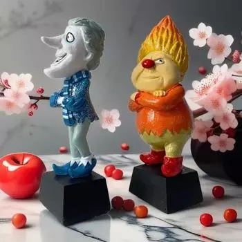 Фигурка из мультфильма, статуэтка из смолы «Снежный скряга и статуэтка «Жаркий скряга», рождественское украшение в стиле фильма, подарки для семьи и друзей светло-синий