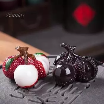 Фигурка из смолы для животных в виде личи, скульптура кунг-фу, украшение для любителей чая, меняющее цвет, декор для чайного подноса B