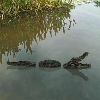 Фигурка из смолы в виде головы крокодила, фигурки животных, приманка для пруда, плавающая голова крокодила, украшение для пруда, креативное плавающее One Size