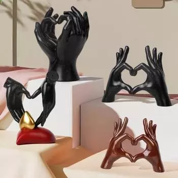 Фигурка из смолы «Жест любви» Скульптура «Сердце любви» в виде рук, предмет искусства «Жест сердца», столешница C