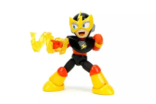 Фигурка Jada Toys Rockman Elecman Scale, волна, 2 дополнительных руки, аксессуар в виде молнии, 4 дюйма - 112 - 15+, артикуляция и голова, чёрный