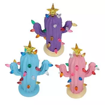 Фигурка кактуса из смолы для домашнего декора, растение в виде кактуса, рождественская елка с подсветкой для прихожей в гостиной 7114G01 Blue