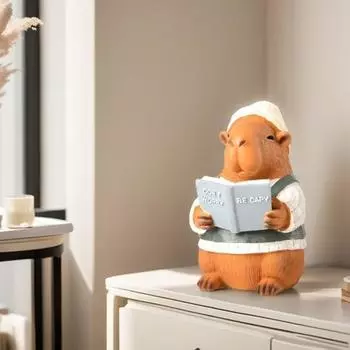 Фигурка капибары для чтения, украшение из смолы, декор стола, позитивная статуэтка капибары для домашнего офиса, книжные полки, декор, антистресс коричневый