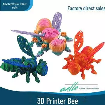 Фигурка киберпчелы с подвижными суставами, напечатанная на 3D-принтере — реалистичный подарок для детей 7cm золотистый