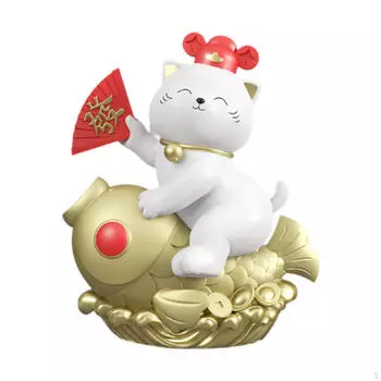 Фигурка кошки Копилка для домашнего использования Украшения из смолы для детей и взрослых Gold Fish