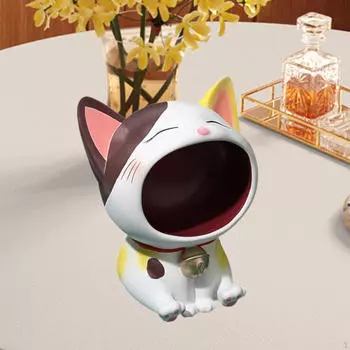 Фигурка кошки в виде ключницы для входа и декора стола Brown White