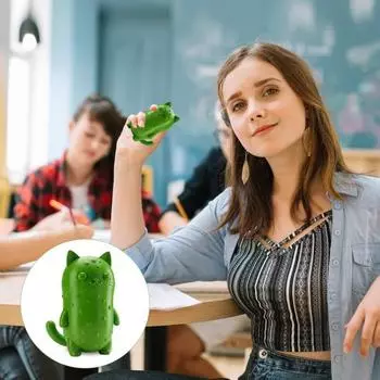 Фигурка кота-соленья, настольный друг, украшение для эмоциональной поддержки, 3D-печатный кулон в виде кота-соленья, подарок для любителей солений зелёный