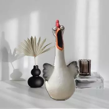 Фигурка кричащего цыпленка с длинной шеей, цыпленок, статуя из смолы, скульптура животного, украшение для домашнего офиса, рабочего стола, украшение для сада, заднего двора, Рождественский подарок L