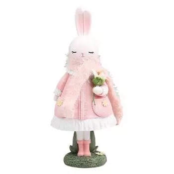 Фигурка кролика, длинные смоляные милые уши, яркий внешний вид, декоративная статуя кролика с цветком, украшение для детской комнаты, день рождения синий