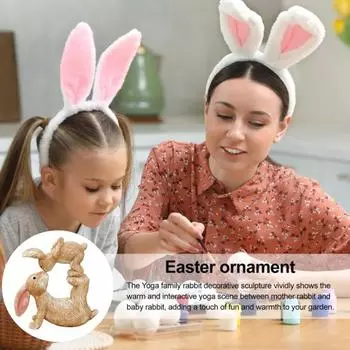 Фигурка кролика из смолы, йога, родитель и ребенок, скульптура кролика, пасхальный кролик, украшение для сада, двора, домашнего декора, настольная демонстрация Rabbit