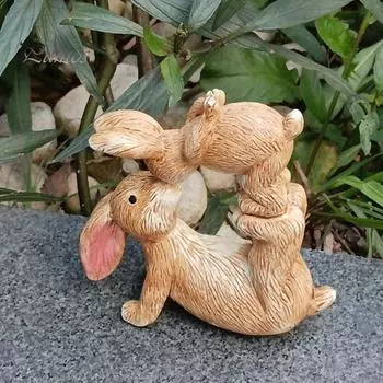 Фигурка кролика из смолы, йога, родитель и ребенок, скульптура кролика, пасхальный кролик, украшение для сада, двора, домашнего декора, настольная демонстрация Rabbit