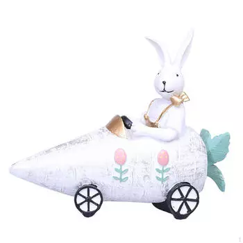 Фигурка кролика-машины из смолы для украшения домашнего офиса 7,8x7x6,3 дюйма белый