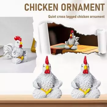 Фигурка курицы из смолы, подарок для женщин - петух для йоги, подходит для украшения домашнего рабочего стола в комнате для медитации, уникальный подарок для любителей курицы One Size