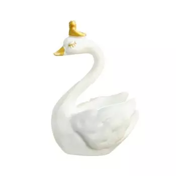 Фигурка Лебедя Прекрасная Миниатюрная Фигурка Кукла DIY Украшение для Торта Симуляция Короны Фигурка Лебедя Смола Модель Животного Рождественский Свадебный Подарок S