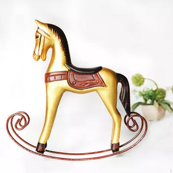 Фигурка лошадки-качалки, скульптура животного, художественные промыслы, ретро декоративная статуя, украшение для рабочего стола для