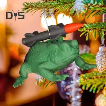 Фигурка лягушки-ракеты, 3D-печатная зеленая лягушка, смоляная статуя, скульптура животного, омела, рождественское подвесное украшение для дома, улицы, сада, двора зелёный