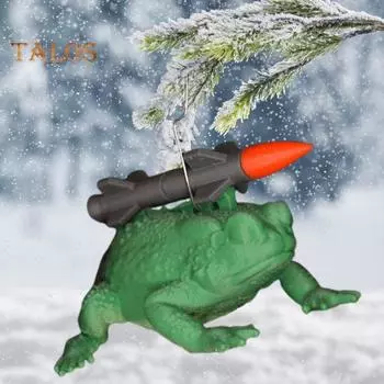 Фигурка лягушки-ракеты, 3D-печатная зеленая лягушка, смоляная статуя, скульптура животного, омела, рождественское подвесное украшение для дома, улицы, сада, двора зелёный