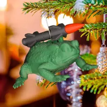 Фигурка лягушки-ракеты, 3D-печатная зеленая лягушка, смоляная статуя, скульптура животного, омела, рождественское подвесное украшение для дома, улицы, сада, двора зелёный