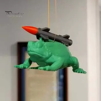 Фигурка лягушки-ракеты, 3D-печатная зеленая лягушка, смоляная статуя, скульптура животного, омела, рождественское подвесное украшение для дома, улицы, сада, двора зелёный
