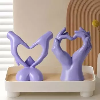 Фигурка любовного жеста, скульптура из смолы «Любовное сердце», настольный декор, скульптура в виде сердца для дома, свадьбы, помолвки, подарка C розовый