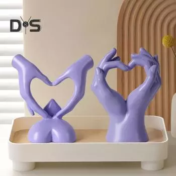 Фигурка любовного жеста, скульптура из смолы «Любовное сердце», настольный декор, скульптура в виде сердца для дома, свадьбы, помолвки, подарка C розовый