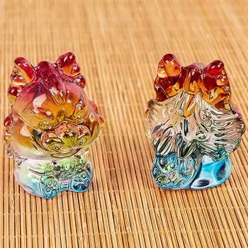 Фигурка маленького дракона, художественная стеклянная маленькая статуя мифического животного в пресс-папье, домашний декор разноцветный