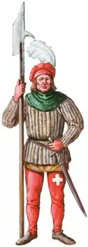 Фигурка Марса Швейцарский наемник 15 века 14 поз 42 фигурки Пластиковая модель ORM72068 1/72