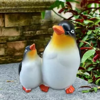 Фигурка матери и детеныша пингвина, два пингвина, статуэтка из смолы, скульптура животного, украшение для дома, сада, рабочего стола, орнамент Penguin