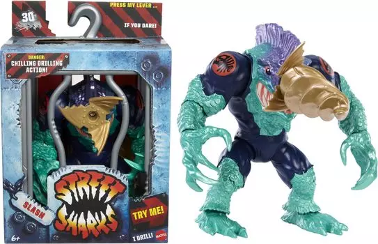 Фигурка Mattel Street Sharks с функцией Bite Drill Motion Slash, коллекционная игрушка, вдохновленная ТВ-сериалом «Получеловек-полуакула-герой» и 90-ми, 6 дюймов