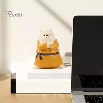 Фигурка медведя кунг-фу, статуэтка медведя из смолы, мультяшная скульптура, домашний офис, гостиная, книжная полка, настольное украшение в виде животного, орнамент C жёлтый