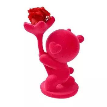 Фигурка медведя с вечной розой, украшение для рабочего стола, миниатюрная статуэтка медведя, украшение для медведя-исповедника на День святого Валентина красный