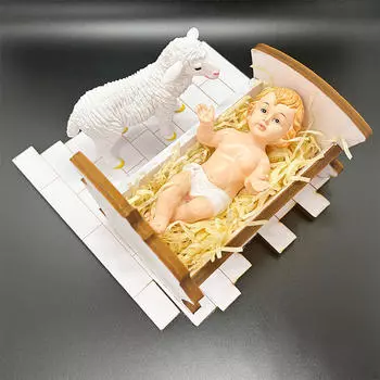 Фигурка младенца Иисуса в яслях, рождественский вертеп, коллекция христианских праздничных украшений со светодиодами