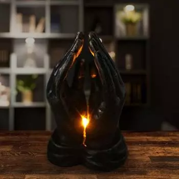 Фигурка молящейся руки со светлой смолой, черная статуя с двойными руками, скульптура, домашний офис, гостиная, украшение для рабочего стола, абстрактный орнамент чёрный