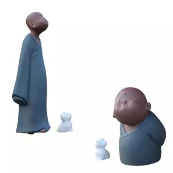 Фигурка монаха, украшение из фиолетовой глины, практичное украшение для книжной полки, чайный сервиз, аксессуары для офиса, чайного домика, студии йоги, отеля 8.5cmx5.5cmx20.2cm