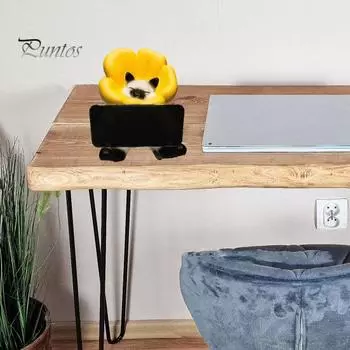 Фигурка мультяшного кота из смолы, подсолнух, елизаветинский воротник, украшение для кота, настольный держатель для мобильного телефона для домашнего офиса жёлтый