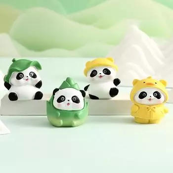 Фигурка мультяшной панды из смолы, симпатичная панда, маленькая фигурка для поделок, украшение для приборной панели автомобиля, креативные миниатюры, домашний декор своими руками