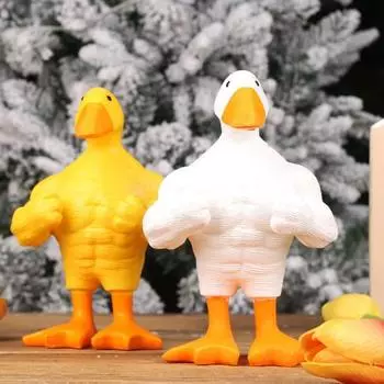 Фигурка мышечной утки, магнитный держатель для ключей, статуя утки, скульптура из смолы, модель животного, игрушка, украшение для домашнего офиса и рабочего стола, орнамент белый