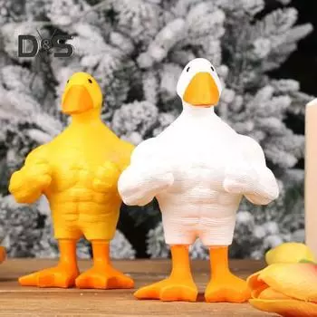 Фигурка мышечной утки, магнитный держатель для ключей, статуя утки, скульптура из смолы, модель животного, игрушка, украшение для домашнего офиса и рабочего стола, орнамент жёлтый