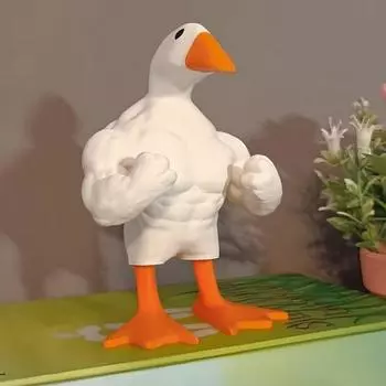 Фигурка мышечной утки, магнитный держатель для ключей, статуя утки, скульптура из смолы, модель животного, игрушка, украшение для домашнего офиса и рабочего стола, орнамент жёлтый