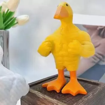 Фигурка мышечной утки, магнитный держатель для ключей, статуя утки, скульптура из смолы, модель животного, игрушка, украшение для домашнего офиса и рабочего стола, орнамент жёлтый