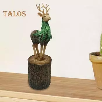 Фигурка оленя из смолы, стоящая на пне дерева, статуэтка оленя, настольное украшение для домашнего офиса, стола, книжной полки, декор Deer