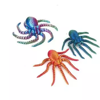 Фигурка осьминога, напечатанная на 3D-принтере, гибкие шарниры для домашнего офиса, декор стола, игрушка в виде животного из океана 19cm