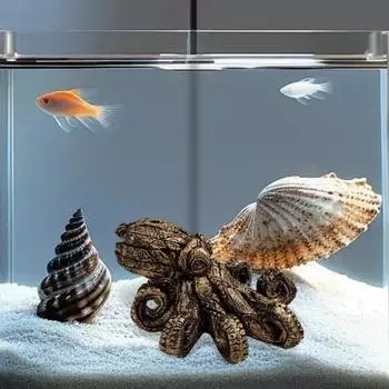 Фигурка осьминога в океане, реалистичная модель морских животных, имитация статуи осьминога, подводный мир серебряный серый