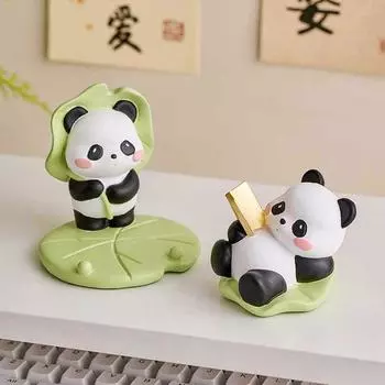 Фигурка панды Подставка для телефона в виде панды Плоское дно Поддержка смартфонов Симпатичный смоляной пресс-папье Офис Style 3