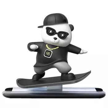 Фигурка панды-скибордиста, черная, 1 шт., корейский автомобильный аксессуар