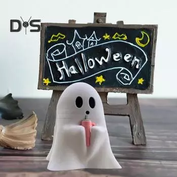 Фигурка привидения на Хэллоуин, миниатюрная статуэтка привидения из смолы, пьющее привидение, настольное украшение для домашнего декора, журнальный столик, книжная полка, гостиная A