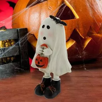 Фигурка привидения на Хэллоуин, статуэтка из смолы, маленькая статуэтка привидения, сладости или гадости с конфетами A