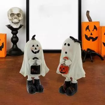 Фигурка привидения на Хэллоуин, статуэтка из смолы, маленькая статуэтка привидения, сладости или угощения с мешочками для сладостей, праздничная столешница B