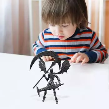 Фигурка робота-дьявола с аксессуаром в виде крыла и оружия, подвижные суставы, 3D-печатная модель робота, игрушка для снятия стресса, шарнирная фигурка-манекен, украшение красный